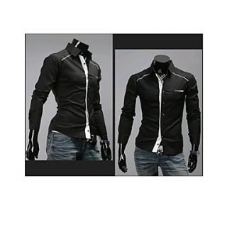 Mens Classic Long Sleeved Casual Black and White Hit color Shirt