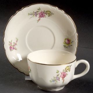 Household Institute Priscilla (Cream/Scallop) Flat Cup & Saucer Set, Fine China