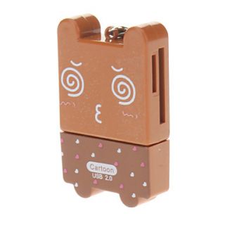 4 in one Cute Cartoon USB 2.0 Memory Card Reader(Chocolate)