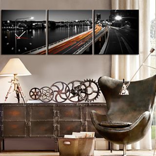 Modern Style Highway Pattern Wall Clock in Canvas 3pcs
