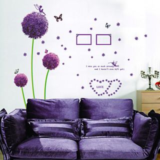 Floral Romantic Purple Dandelion Wall Stickers