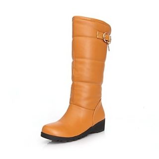 Faux Leather Womens Fashion Thick soled Knee high Snow Boots (More Colors)