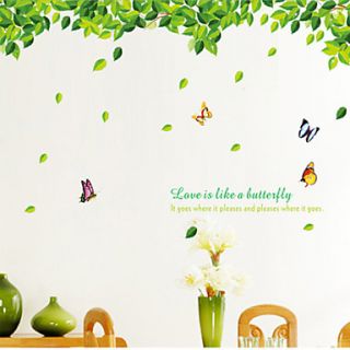 Creative Green Leaves Botanical Removable Art Vinyl Wall Stickers