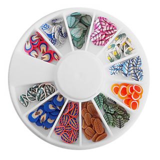 Mixed pattern Polymer Clay Leaf Wheel Nail Art Decorations