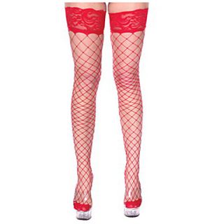 Lace Fishnet Stocking Red