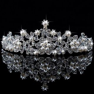 Gorgeous Alloy With Czech Rhinestones Pearls Wedding Tiara