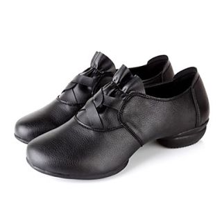 Womens Leather Upper Pleat Décor Soft Bottom Ballroom Dance Shoes