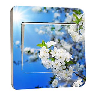 Floral White Small flowered Light Switch Stickers, Removable Stickers