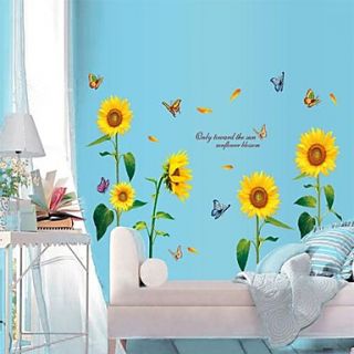 Florals Sunflower And Butterfly Wall Stickers