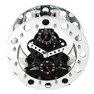 7.75H Contemporary Style Gear Metal Tabletop Clock