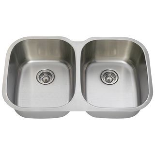 Polaris Sinks P405 18 Equal Double Bowl Stainless Steel Sink