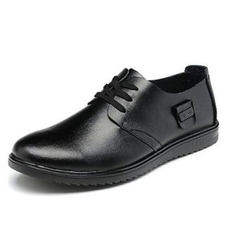 Leather Mens Flat Heel Comfort Oxfords Shoes With Lace up