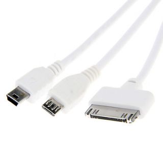 3 in 1 USB 2.0 Male to 8 Pin/Mini USB 2.0/Micro USB 2.0 Male(White 0.2m)