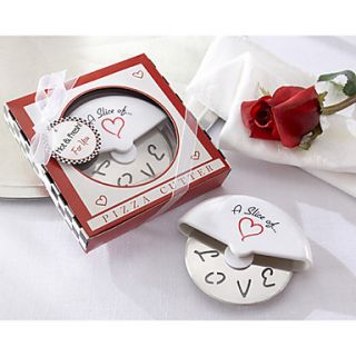 Amasra A Slice of Love Stainless Steel Pizza Cutter in Miniature Pizza Box Favors