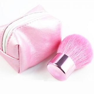 Professional Kabuki Brush Pink Goat Hair Blusher Powder Makeup Tool with Pouch