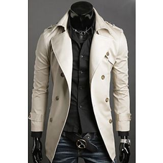 Mens Korean Style Slim Fit Double Breasts Trench Coat