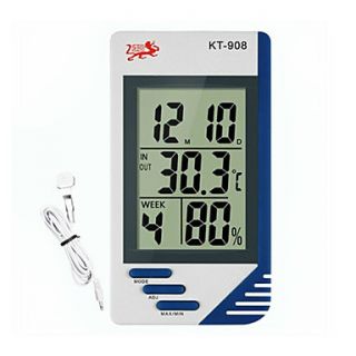 Digital Temperature Humidity Tester Thermometer Alarm Clock Calendar HygrometerTest Sensing Cable