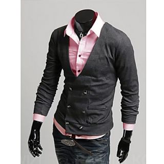 Mens Casual Slim Fit Double Breasts Stylish Woolen V Neck Cardigan