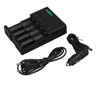 SingFire US UC1 4 Slot Intelligent Universal Battery Charger w/ 12V Car Charger   Black (US Plug)