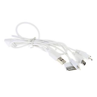 5 in 1 USB Sync Cable USB Charger Cable for Samsung/iPhone(White 1.0m)
