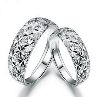 Classic Silvety Alloy Platinum Womens Band Ring(1 Pc)