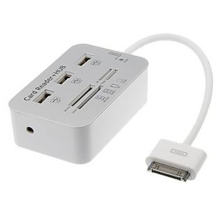 All in 1 Memory Card Reader USB HUB Connection Kit (SilverWhite)
