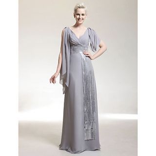 Chiffon Elastic Satin Sheath/ Column V neck Evening Dress inspired by Helen Mirren at Cannes Film Festival