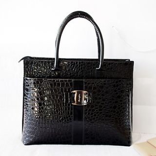Fenghui WomenS Black Pu Leather Briefcase Shoulder Bag Tote