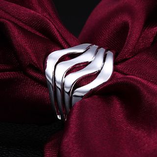 High Quality Punk Silver Plated Irregular Lines Womens Ring