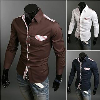 Mens Fashion Plaid Long Sleeve Casual Shirt