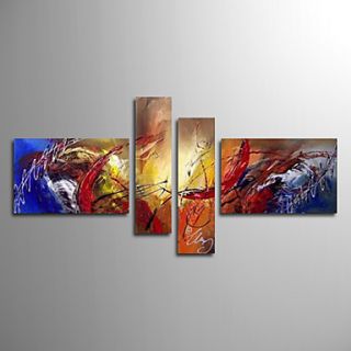 Hand Painted Oil Painting Abstract Wave with Stretched Frame Set of 4