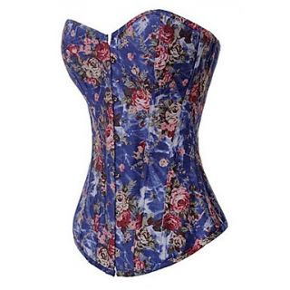 Womens Vintage Print Strapless Corset With G Strings