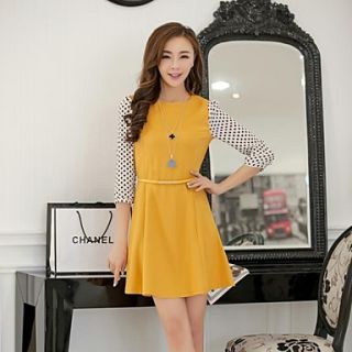 Womens Clothing Collar Wave Point 5 Minutes of Sleeve Chiffon Dress Of Cultivate Ones Morality