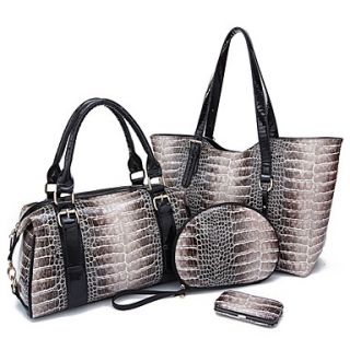 Fenghui WomenS Pu Leather Shoulder Bag Evening Bag Small Bag Tote Four Piece Set