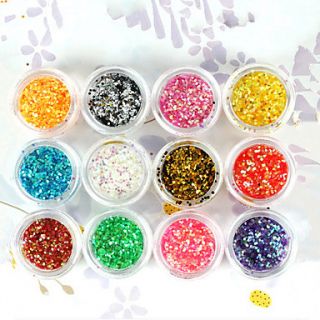 12 Color 1mm Hexagonal Glitter Tablets Nail Art Decorations(Random Color)