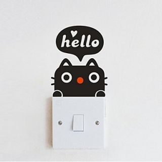 Animal Hello Black Paste Creative Decorative Wall Stickers