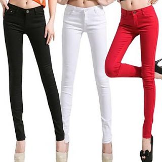 Womens Solide Color Skinny Pants