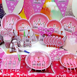 PrincessCrown Birthday Party Supplies   Set of 84 Pieces