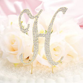 Monogram Silver Diamante Metal Letter Wedding Cake Topper