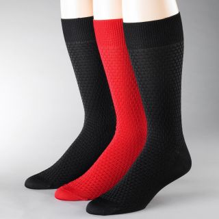 Stacy Adams 3 pk. Textured Crew Socks, Red/Black, Mens