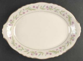 Syracuse Chester 14 Oval Serving Platter, Fine China Dinnerware   Pink/Green Fl