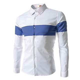 Mens Handsome Contrast Color Long Sleeve Shirts