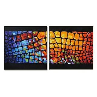 Hand Painted Oil Painting Modern Abstract with Stretched Frame Set of 2