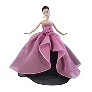 Barbie Doll Elegant Queen Style Fuchsia Evening Dress