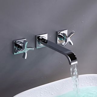 Solid Brass Wall Mount Bathroom Sink Faucet (Widespread)