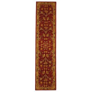 Handmade Hereditary Burgundy/ Gold Wool Runner (23 X 12) (RedPattern OrientalMeasures 0.625 inch thickTip We recommend the use of a non skid pad to keep the rug in place on smooth surfaces.All rug sizes are approximate. Due to the difference of monitor 