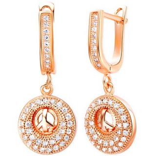 Simple Gold Or Silver Plated With Cubic Zirconia Round Drop Womens Earrings(More Colors)