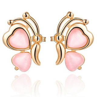 Elegant Gold Or Silver Plated With Pink Cubic Zirconia Bee Womens Earrings(More Colors)