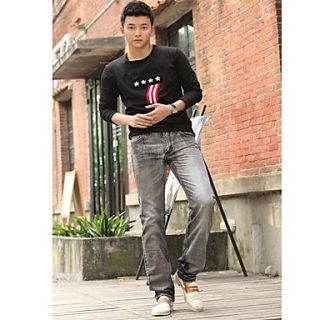 Mens Black Casual Straight Jeans