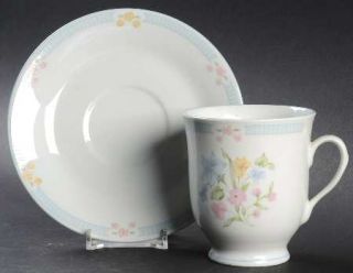 Excel Garden Bouquet Footed Cup & Saucer Set, Fine China Dinnerware   Pastel Flo